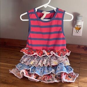 Matilda Jane Striped Ruffle Dress/Top girls size 6